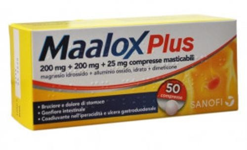 MAALOX PLUS*50 cpr mast 200 mg + 200 mg + 25 mg